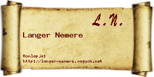 Langer Nemere névjegykártya